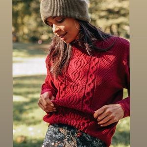 Urban Outfitters Maroon Austin Mock-Neck Cable Knit Sweater